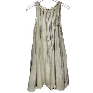 Le Lou Wilfred x Aritzia Pleated Gauzy Sleeveless Back Tie Mini Dress in Taupe